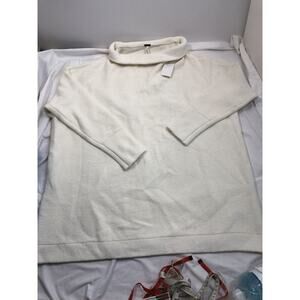 Free People Size Large Ecru Ottoman Oversized Slouchy Tunic Sweater STYLE OB4329